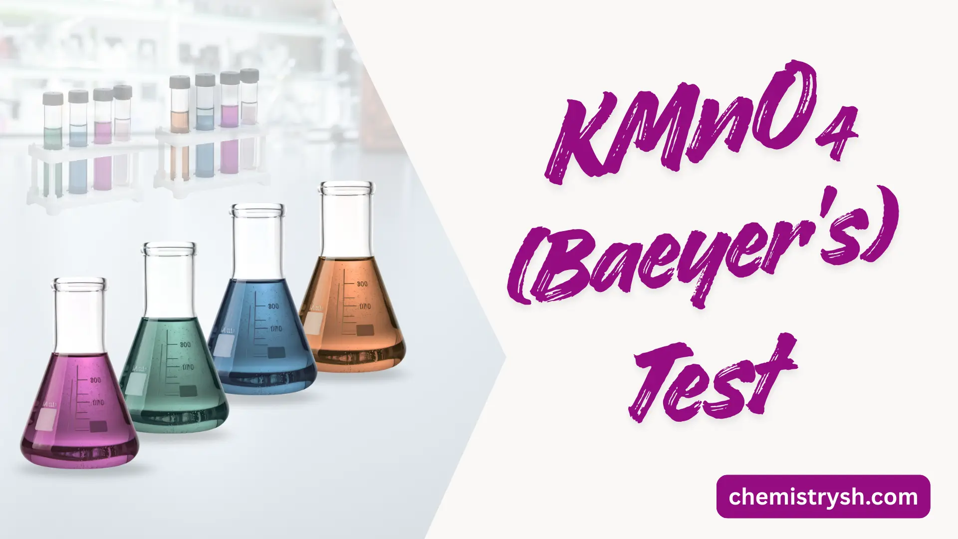 Conical flaks representing KMnO₄ solution colors with different oxidation states.