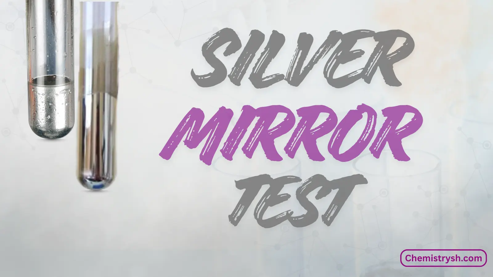 Test tubes representing Tollens' test (silver mirror formation).