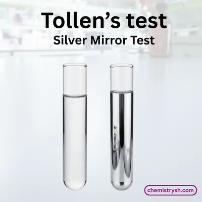 Test tubes indicating positive tollens' test through silver mirror formation.