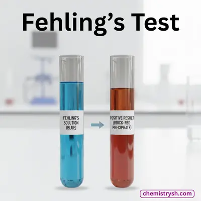 Test tubes representing fehling solution test result, showing brick red ppt formation.