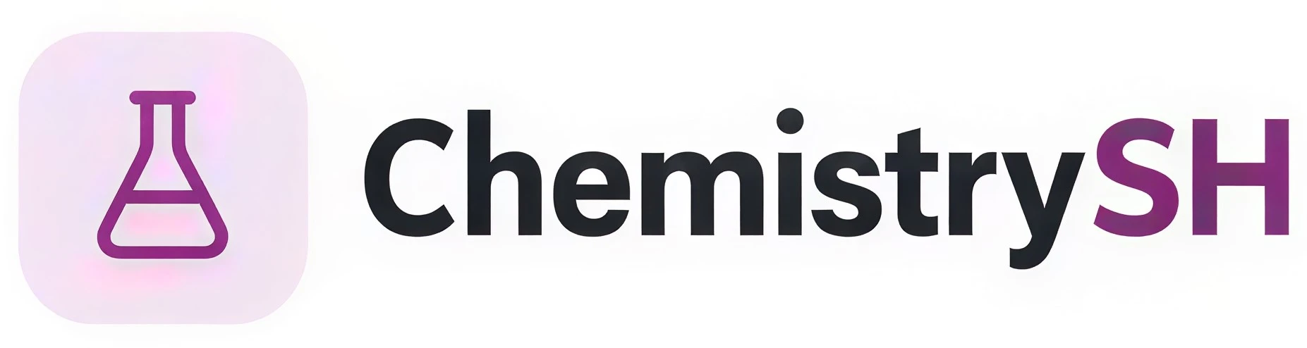 Logo for ChemistrySH with purple Erlenmeyer flask icon.